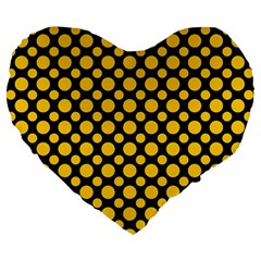 Dot Dots Dotted Yellow Large 19  Premium Heart Shape Cushions by impacteesstreetwearten