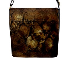 Skull Texture Vintage Flap Closure Messenger Bag (l)