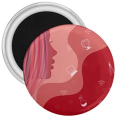 Online Woman Beauty Pink 3  Magnets