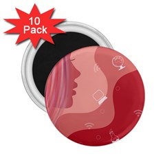 Online Woman Beauty Pink 2.25  Magnets (10 pack) 