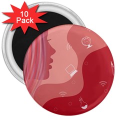 Online Woman Beauty Pink 3  Magnets (10 pack) 