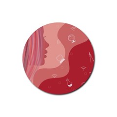 Online Woman Beauty Pink Rubber Coaster (round) 