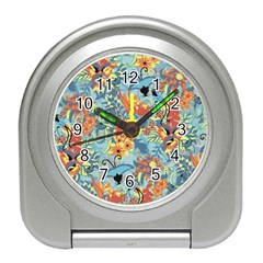 Butterfly and flowers Travel Alarm Clock