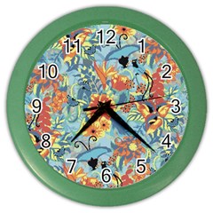 Butterfly and flowers Color Wall Clock