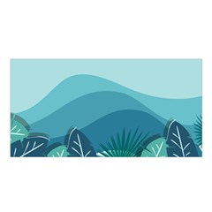 Illustration Of Palm Leaves Waves Mountain Hills Satin Shawl