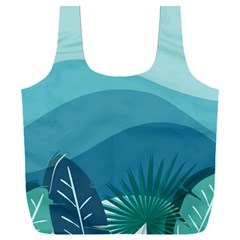 Illustration Of Palm Leaves Waves Mountain Hills Full Print Recycle Bag (xxxl) by HermanTelo