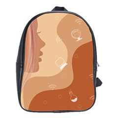Online Woman Beauty Brown School Bag (large)