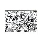 Black And White Graffiti Abstract Collage Cosmetic Bag (Large) Back