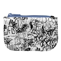 Black And White Graffiti Abstract Collage Large Coin Purse by dflcprintsclothing