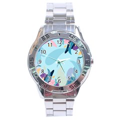 Nature Leaves Plant Background Stainless Steel Analogue Watch by Mariart