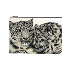 Snow Leopards Love   Cosmetic Bag (large)