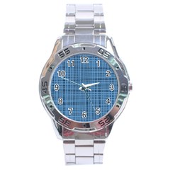 Blue Knitting Pattern Stainless Steel Analogue Watch by goljakoff