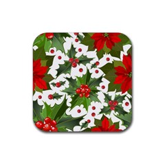 Christmas Berries Rubber Coaster (square)  by goljakoff
