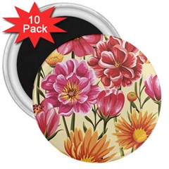 Retro Flowers 3  Magnets (10 Pack)  by goljakoff