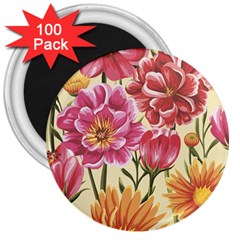 Retro Flowers 3  Magnets (100 Pack) by goljakoff