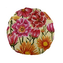 Retro Flowers Standard 15  Premium Flano Round Cushions by goljakoff