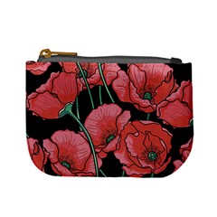 Red Flowers Mini Coin Purse by goljakoff