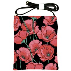Red Flowers Shoulder Sling Bag by goljakoff