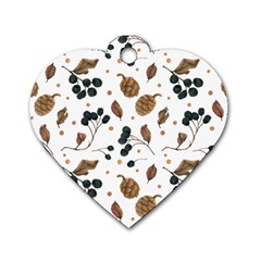 Pine Cones Love Dog Tag Heart (two Sides) by designsbymallika