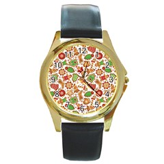 Christmas Love 6 Round Gold Metal Watch