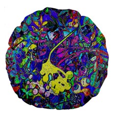 Vibrant Abstract Floral/rainbow Color Large 18  Premium Round Cushions by dressshop