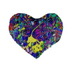 Vibrant Abstract Floral/rainbow Color Standard 16  Premium Flano Heart Shape Cushions by dressshop