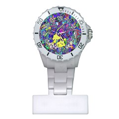Vibrant Abstract Floral/rainbow Color Plastic Nurses Watch by dressshop