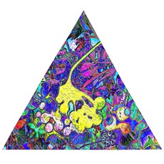 Vibrant Abstract Floral/rainbow Color Wooden Puzzle Triangle by dressshop