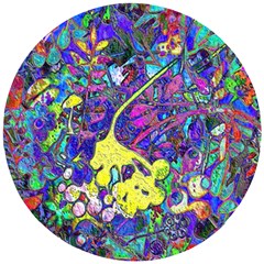 Vibrant Abstract Floral/rainbow Color Wooden Puzzle Round by dressshop