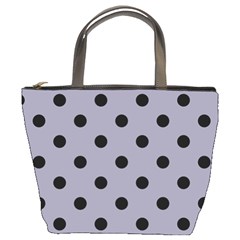 Large Black Polka Dots On Coin Grey - Bucket Bag by FashionLane