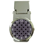 Large Black Polka Dots On Dark Smoke Grey - Money Clip Watches Front