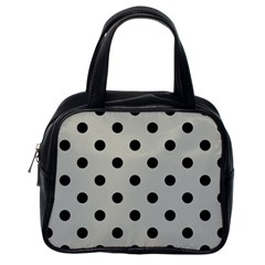Large Black Polka Dots On Silver Cloud Grey - Classic Handbag (one Side) by FashionLane