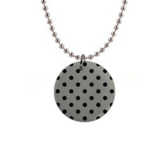 Large Black Polka Dots On Trout Grey - 1  Button Necklace by FashionLane