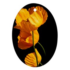 Yellow Poppies Oval Ornament (two Sides)