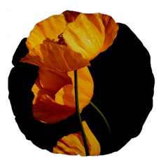 Yellow Poppies Large 18  Premium Flano Round Cushions by Audy