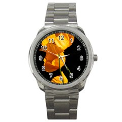 Yellow Poppies Sport Metal Watch by Audy