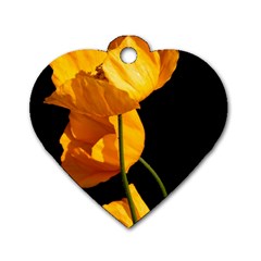 Yellow Poppies Dog Tag Heart (one Side) by Audy