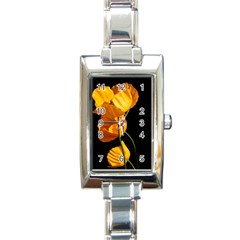 Yellow Poppies Rectangle Italian Charm Watch by Audy