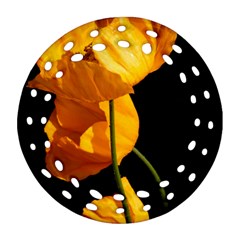 Yellow Poppies Round Filigree Ornament (two Sides)