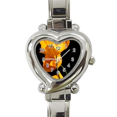 Yellow Poppies Heart Italian Charm Watch by Audy