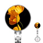 Yellow Poppies Stainless Steel Nurses Watch Front