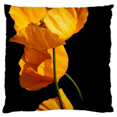 Yellow Poppies Large Cushion Case (one Side) by Audy