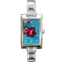 Red Roses In Water Rectangle Italian Charm Watch by Audy