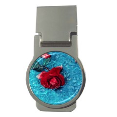 Red Roses In Water Money Clips (round)  by Audy