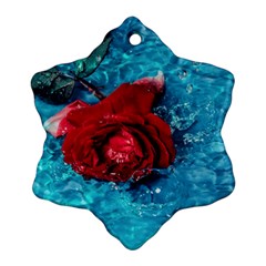 Red Roses In Water Snowflake Ornament (two Sides) by Audy