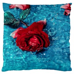 Red Roses In Water Large Cushion Case (two Sides) by Audy