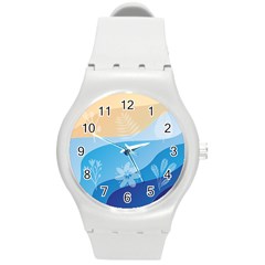 Flower Branch Corolla Wreath Lease Round Plastic Sport Watch (m) by HermanTelo