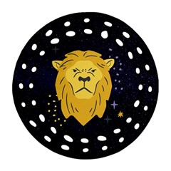 Zodiak Leo Lion Horoscope Sign Star Round Filigree Ornament (two Sides)