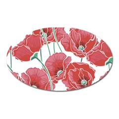 Red Poppy Flowers Oval Magnet by goljakoff