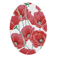 Red Poppy Flowers Oval Ornament (two Sides) by goljakoff